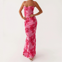 Cyflymder Women Floral Long Cami Dress Y2K Backless Slip Bodycon Dress Sexy Spaghetti Going Out Maxi Dresses Summer Beachwear