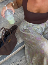 Cyflymder Elegant Lady High Waist Commute Pants Summer Casual Loose Breathable Wide Leg Pants Vintage Floral Printed Pleated Long Pants