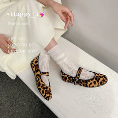 Cyflymder Low Heels Leopard Shoes Ballerinas Woman 2025 Modis Round Toe Casual Female Sneakers Flats All-Match Ballet Cute Dress leopard M