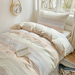 Cyflymder Pure Cotton Printed Student Bedding Set Single Queen Skin Friendly Bed Linens Skin Friendly Soft Comforter Set for All Seasons