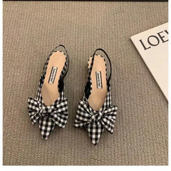 Cyflymder Spring New French Style Low Heel Bow Bag Head Sandals Women's Niche Dress Single Shoe Adult Simple Style Winter Fish Mouth