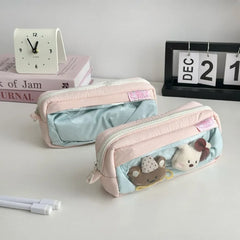 Cyflymder Korean Fashion Sweet Ita Pencil Case for Kids Girl DIY Decor Clear Badge Pin Organizer Portable Large Capacity Stationery Bag