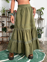 Cyflymder Women Fairy Grunge Midi Skirt High Waist Vintage A-Line Long Skirt Lace Up Solid Color 90s Y2K Retro Clothing Streetwear