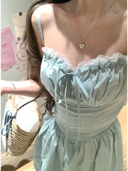 Cyflymder Dresses Women Sexy Backless Bandage Sleeveless Slash Neck Holiday Party Dress Female Temperament Ladies Elegant Princess