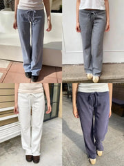 Cyflymder Raw Hem Drawstring Sweatpants Women New Simple Basic Casual High Waist Wide Leg Pants Vintage Sweet Loose Joggers Trousers Y2K
