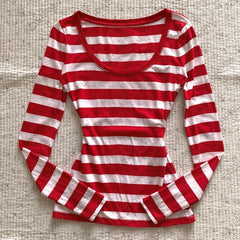 Cyflymder Harajuku women's T-shirt featuring chic cute and retro American casual striped aesthetics perfect for daily wear or commuting