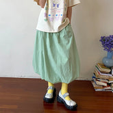 Cyflymder Women's Vintage Elegant Elastic High Waist Pleated Solid Color Summer Puffball Hem Long Bubble Bud Skirt with Pockets