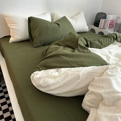 Cyflymder Japanese Stripes Duvet Cover Set with Bed Linens Single/Queen/King Size Comforter Bedding Set for Double Bed Cover Quilt