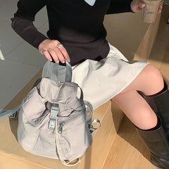 Cyflymder Korean Women's Nylon Large Capacity Drawstring Backpack Leisure College Student Backpack Quality Travel Shoulder Commuter Bags