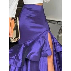 Cyflymder Luxury Purple Layered Skirts Women 2025 A-line Split-Side High-waist Vintage Elegant Woman's Long Tierred Skirts 175658