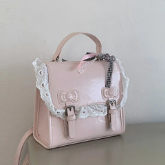 Cyflymder Korean Kawaii Lace Fashion Handbags Women All Match Sweet Mini Backpacks Y2k Aesthetic Casual Simple Schoolbags Trendy Preppy