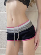 Cyflymder Contrast Lace-up y2k Shorts Women Sexy Skinny Low Rise Super Short Pants for Summer Streetwear 2000s Lady Bottoms Basic