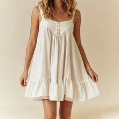 Cyflymder Women Y2k Spaghetti Strap Mini Dress Sleeveless Square Neck Ruched Casual Trendy Smocked Backless Short Dress