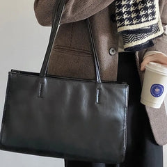 Cyflymder Korean Solid Patent Leather Bright Surface Tote Bag Fashion Large Capacity Commuter Shoulder Bag WomenCasual Handbag Elegant New