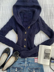 Cyflymder Fashion Vintage American Solid Knitted American Cardigan Harajuku All Match Punk Jumpers Y2k Aesthetic Spring Autumn Clothes