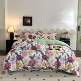 Cyflymder 100% Cotton Flowers Print Luxury Bedding Set Single Double Queen King Size Duvet Cover Flat/Fitted Bed Sheet Pillowcases 3/4Pcs