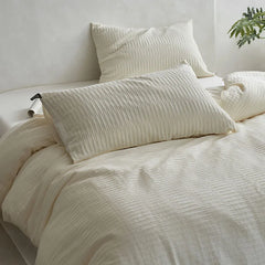 Cyflymder 40S Ripple Jacquard Pure Cotton Bedding Set Bubble Gauze Color Blocking Breathable Quilt Set Twin Full Queen King Bedclothes