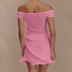 Cyflymder Women Knit Set y2k Clothes Off Shoulder Short Sleeve Slit Crop Top with High Waist Skirt Beach Party Clothing Clubwear