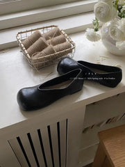 Cyflymder All-Match Shoes Woman Flats Soft Slip-on Square Toe Shallow Mouth Dress Slip On Retro Shoes Woman Flats Soft All-Match Square To