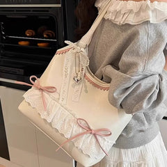 Cyflymder New Women Chic Bow All Match Underarm Bag Fashion Casual All Match Underarm Bag Sweet Y2k Aesthetic Fairy Elegant Handbags