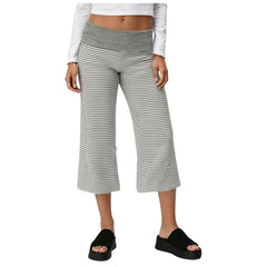 Cyflymder Women's Striped Fold Over Waist Capri Pants 2026 New Fashion Elastic Waist Flare Leg Trousers Soft Casual Loose Fit Yoga Pants