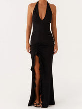 Cyflymder Elegant Sleeveless Maxi Dress with Flattering Ruched Detail and Chic V-Neckline for Women s Evening Party Wear