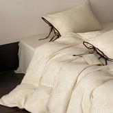 Cyflymder Vintage Jacquard Linen Cotton Luxury Bedding Set Double Queen King Size Duvet Cover Flat/Fitted Sheet Lace-Up Pillowcases 4Pcs