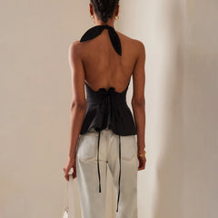 Cyflymder Women Silky Halter Neck Crop Top Sleeveless Crisscross Wrap Tank Top Y2k Summer Slim Fit Backless Cami Top