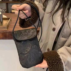Cyflymder Vintage Hand‑Ruched Women Crossbody Bags,Casual Versatile Commute Phone Purse,Lightweight Shoulder Bag for Coin Lipstick Storage