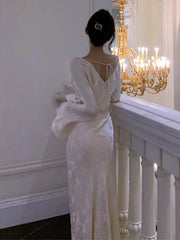 Cyflymder Autumn Evening Dresses for Women Bodycon Wedding Prom Robe Flare Sleeve Swinging Collar French Vintage Midi Vestidos Mujer New