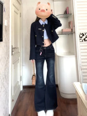 Cyflymder American Retro Flare High Waist Women's Jeans Spring 2025 New Spicy Low Waist Slimming Elastic oe Pants Fashion Lady