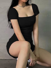 Cyflymder Sporty Activewear Basic Solid Playsuits Sexy Slim Square Collar Short Sleeve Rompers Women Summer Fashion Streetwear