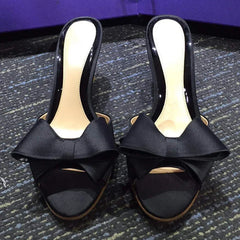 Cyflymder summer new sandals bow slippers fish mouth silk fine heels high Versatile women shoes sex pumps