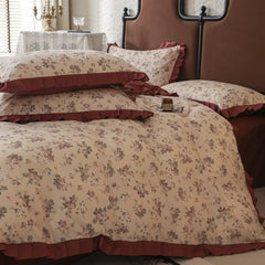 Cyflymder Princess Double-Layer Yarn Pure Cotton Bedding Set Skin Friendly Duvet Cover Kit for All Seasons Home Dormitory Comforter Set