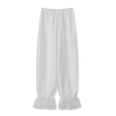 Cyflymder Fashion Aesthetic Women's Spring Summer Lantern Pants Kawaii Lace Patchwork Leg Cuff Loose Wide Leg Trousers Streetwear