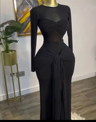 Cyflymder Women Mesh See Though Long Sleeve Maxi Bowknot Long Dress 2025 Evening Sexy Club Party Evening High Street Dresses