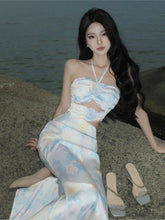 Cyflymder Dopamine Sexy Strapless Long Dress Sanya Wear A Hide-neck Rose Halter Seaside Holiday Dress