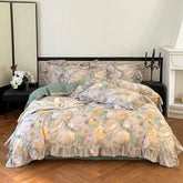 Cyflymder Romantic vintage pastoral flower bedding set,queen king size french floral cotton home textile bed sheet pillow case quilt cover