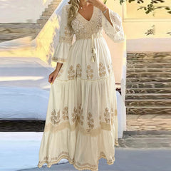 Cyflymder Mesh Spliced Elegant Plus Size Women Dress Crew Neck Casual Short Sleeve Loose Summer Female Party Evening Maxi Dresses Vestidos