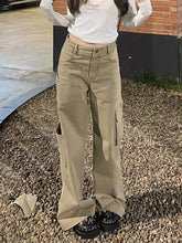 Cyflymder Y2K Wide Leg Jeans Women American Retro Workwear Pants High Waisted Spicy Girl Style Straight Leg Loose Fit Slimming Casual