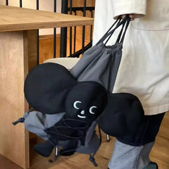 Cyflymder Trendy Patchwork Cartoon Kawaii Cute Backpack Drawstring Pleated Preppy Schoolbags Y2k Aesthetic All Match Backpacks Streetwear