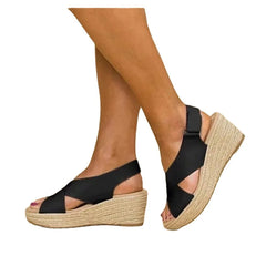 Cyflymder Shoes Woman 2025 On A Wedge Big Size Low Slipper Hoof Heels Slides Rubber PU Fretwork Fabric On A Wedge Shoes Woman 2025 Big Siz