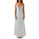 Cyflymder【New style】Womens Summer Long Dress Sleeveless Spaghetti Strap Tie-Up Front Loose Dress Back Cutout Dress