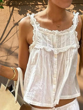 Cyflymder Women s Sleeveless Lace Patchwork Tank Top with Button Detail and Casual Aesthetic Streetwear Style for Summer Wear