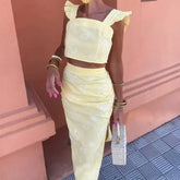 Cyflymder Women's Fashionable Sweet Printed Suit Fly Sleeve Small Top A Skirt 2-piece Set European American Style Cross-border Trade