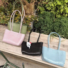 Cyflymder Korean Hand-Woven Women's Shoulder Bags,Designer Lightweight Breathable Versatile Daily Handbags,Large Capacity Casual Tote Bag