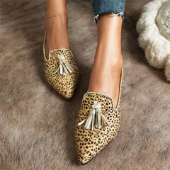 Cyflymder Pointed Toe Korean Shoes Casual Female Sneakers Dress Flats Women Autumn Summer New Fall Leopard Rubber Med Leopard Flock
