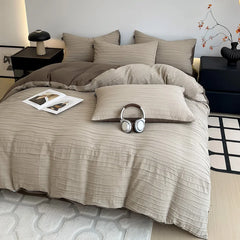 Cyflymder 100% Cotton Washed Wrinkled Yarn Bedding Set Soft Skin-friendly Duvet Cover Set with Sheets Breathable Quilt Cover Pillowcases