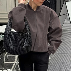 Cyflymder Autumn Retro Outerwear for Women Knitted V Neck Long Sleeve Loose American Casual Jacket Female Fashion Clothes New