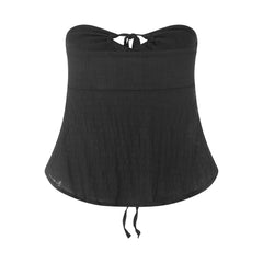 Cyflymder Boho Beach Y2K Ruffles Hem Strapless Camis Chic Women Holiday Crop Tops Sexy Chest Wrap Tie Up Tube Tops Backless Vest Tanks